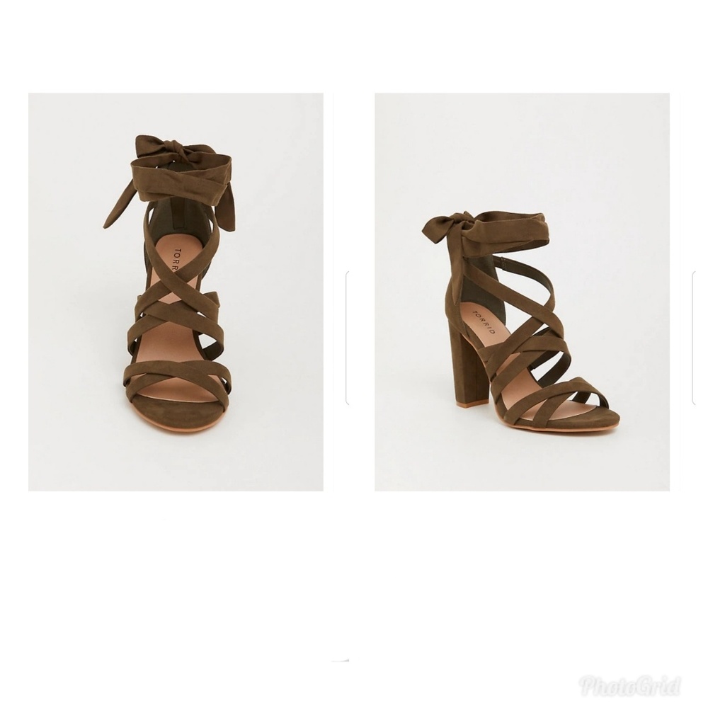 Torrid  Olive Strap Wrap Lace Up Heel